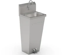 John Boos PBHS-F-1410-FV2-T 14 Inch Hand Sink with Tappered Pedestal Stainless Steel | Deep | Commercial Restaurant Supply