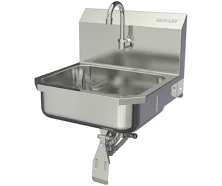 SANI-LAV 605L Hands-Free Wall Mount Stainless Steel Sink - Single Knee Pedal Valve
