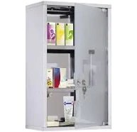 HOMCOM Stainless Steel Wall Mounted 4-Tier Medicine Cabinet Silver | Aosom Ireland