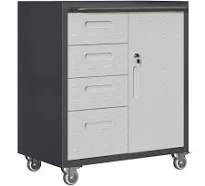 Sturdy Metal Tool Storage Cabinet with Wheels - Tool Storage Cabinet for Garage, Office, and Home Organizer Solutions - Gray