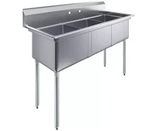 AmGood 59 in. x 23.5 in. Stainless Steel Three Compartment Sink with 18 in. x 18 in. Bowls