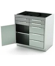 Aero Manufacturing - BC-2401 - AERO Stainless Steel Base Cabinet , 1 Hinged Door, 1 Shelf, 7 Drawers, 36W x 21D x 36H
