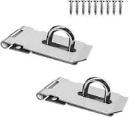 yuntop 2pcs Stainless Steel Gate Lock Hasp, Safety Packlock Clasp Hasp Lock Set Door Locks Hasp Latch for Doors, Cabinets, Closets and