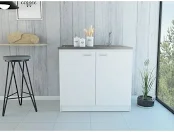 Double Door Cabinet, Stainless Steel Countertop,Oklahoma Utility Sink - White