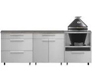 Outdoor Kitchen Stainless Steel 5 Piece Cabinet Set With Casters and 3 Drawer