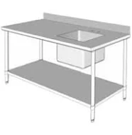 GSW USA WT-PS3060R 60 Inch Work Table with Prep Sink 16 Gauge Stainless Steel Top | Commercial Restaurant Supply