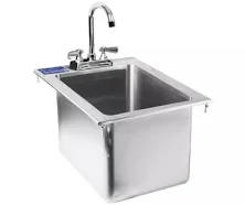 Stainless Steel 1 Compartment Drop-in Sink Bowl 10 in. x 14 in. x 10 in.. With Faucet