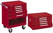Kennedy | Part #0092351/0067776 | 5 Drawer, 2 Piece, Red Steel Roller Cabinet Combo | 18