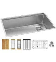 Elkay EFRU30169RTWC Crosstown 16-Gauge Workstation Stainless Steel Single Bowl Undermount Sink Kit