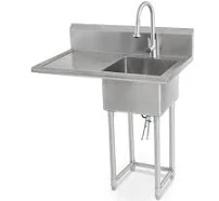 Glacier Bay 38 in. W x 24 in. D Freestanding Stainless Steel 1-Compartment Commercial Laundry/Utility Sink with Faucet and Drain