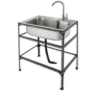 Free Standing Cleaning Table Camping Kitchen Sink Stainless Steel Utility Sink