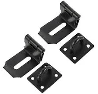 2 Pcs Buckle Heavy Duty Door Hasp Lock Stainless Steel Staples Black Clasp Cabinet Latches Furniture