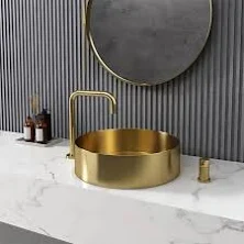 Modern Stainless Steel Bathroom Sink - Round Luxury Basin Gold