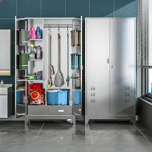 Tall Narrow Stainless Steel Storage Cabinet, Corrosion Resistant with Storage Unit, Drawers, and Legs, 35