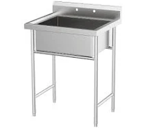 ROVSUN Commercial 304 Stainless Steel Sink 2 Compartment Free Standing Utility Sink for Garage