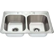 Fine Fixtures Topmount Stainless Steel Equal Double Bowl Sink - Stainless Steel Sink S451