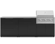 Outdoor Kitchen Stainless-Steel 5 Piece Cabinet Set with 3-Drawer, Bar, Grill Cabinet, Performance Grill and Countertop, Matte Black / 33 in.