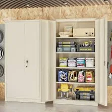 Metal Garage Storage Cabinets with 4 Adjustable Shelves and Lockable doors WFX Utility Finish