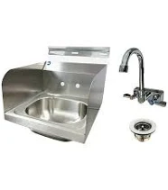 15 in. Commercial Stainless Steel Hand Sink with Two Splashes and Faucet