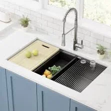 32'' L Stainless Steel Undermount Single Bowl Kitchen Sink with Faucet & Accessories by ALWEN
