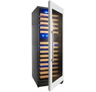 Kings Bottle Tall Large Wine Refrigerator With Glass Door With Stainless Steel Trim KBU170DX-SS RHH