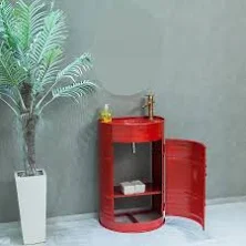 Simplistic Metal Rounded Pedestal Sink with 1 Hole and Supply Line