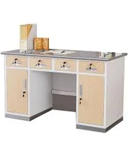 Stainless Steel Locking Drawers Pharmacy Cabinet for Drugstore & Clinic Dispensing Counter / 2 Doors 4 Drawers / 70.9