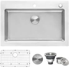 Ruvati 33 x 22 inch Drop-in Topmount Kitchen Sink 16 Gauge Stainless Steel Single Bowl RVM5001