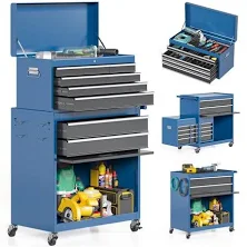 Netaje Metal Tool Chest, 2 in 1 Steel Rolling Tool Box & Cabinet On Wheels for Garage, Detachable Top Tool Box and Lockable Wheels Metal Tool Cart