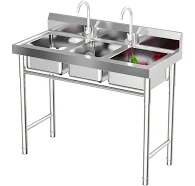 3-compartment Sink Bowl Kitchen Stainless Steel Catering Prep Table