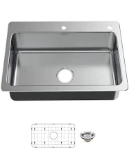 Glacier Bay Bratten 33 in. Drop-in Single Bowl 18 Gauge