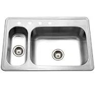Hamat - Tureen Topmount Stainless Steel 4-Hole 70/30 Double Bowl Kitchen Sink - TUR-3322DT-1