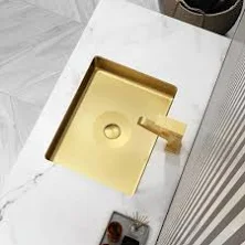 Homary Gold Luxury Stainless Steel Rectangular Sink Undermount Bathroom Wash Sink