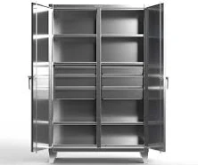 Extreme Duty 12 GA Stainless Steel Double Shift Cabinet with 10 Drawers, 6 Shelves - 72 In. W x 24 In. D x 78 In. H