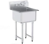 VEVOR Stainless Steel Prep & Utility Sink 1 Compartment Free Standing Small Sink Include Faucet & legs