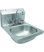 Ace Hs-1416dg Stainless Steel Wall Mount Hand Sink with Deck Mount No Lead Faucet and Strainer, 14 inch x 16 inch, ETL Certified., Size: 14 inch(Left