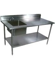 John Boos EPT8R5-3060GSK-R Work Table, Prep Sink, Adjustable Galvan Undershelf