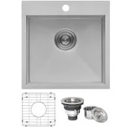 Ruvati 18 x 18 inch Drop-in Topmount Bar Prep Sink 16 Gauge Stainless Steel Single Bowl RVH8118