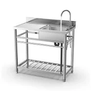 Stainless Steel Utility Sink 1 Compartment Free Standing Small Sink with Workbench, 20
