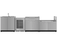 NewAge Products 4PC Outdoor Kitchen Stainless Steel Cabinet Set with Sink Bar