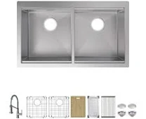 Glacier Bay Professional Zero Radius 32 in Undermount Double Bowl 16 Gauge