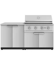 NewAge Products Outdoor Kitchen 72in. W x 24 in. D x 48.5in.H Stainless Steel 4-Piece Cabinet Set W/40 in. Performance Natural Gas Grill