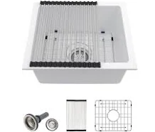 Lordear Undermount 17.71-in x 15.74-in Quartz Single bowl Kitchen Sink H-LU2618R1