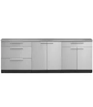 Outdoor Kitchen 4 Piece Cabinet Set in Stainless Steel with Countertop and Covers