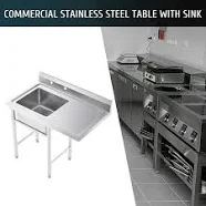Denest Commercial Restaurant Utility Kitchen Sink Double Compartment Stainless Steel