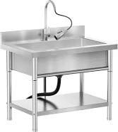 Stainless Steel Sink Standing With Pull-out Faucet For Kitchen