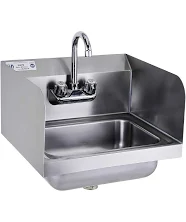 HALLY Stainless Steel Sink for Washing with Faucet and Side Splash, NSF Commercial Wall Mount Hand Basin for Restaurant, Kitchen and Home