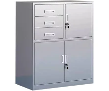 Stainless Steel Lockable Utility Cabinet – Ideal for Tool and Document 201 Stainless Steel / 3 Drawers 3 Doors / 33.5
