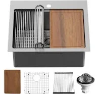 Elite Workstation 25'' L Drop-In Single Bowl Stainless Steel Kitchen Sink Karran WST-20-PK1