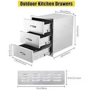 Outdoor Kitchen Drawers, Stainless Steel BBQ Access Drawers,Outdoor Kitchen Cabinets, Stainless Steel Kitchen Drawer for Outdoor Kitchen Island, Patio